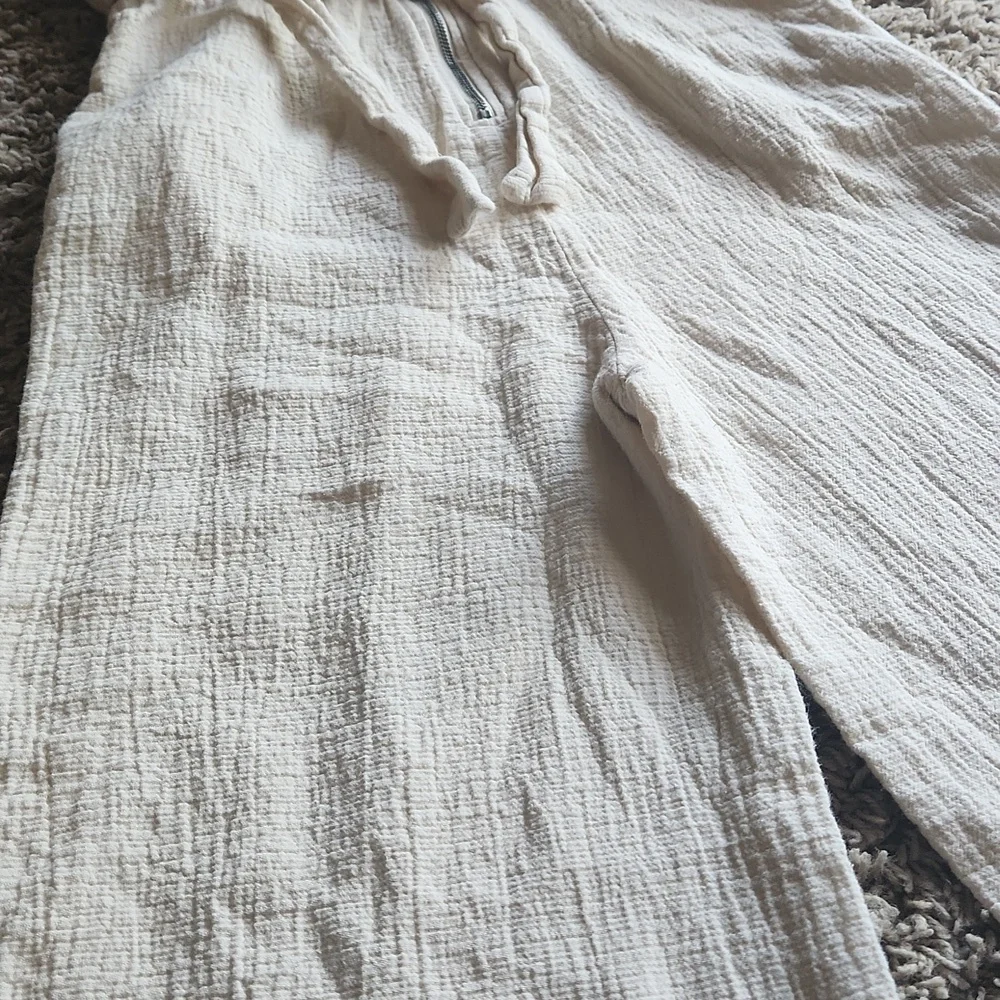 Anthropologie Cream Textured Jumpsuit Womans Size 4 - Picture 7 of 10